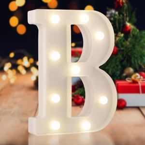 LED Marquee Letters, White 26 Alphabet Light Up Letters, Battery Powered LED Letter Lights for Birthday Party, Christmas Night, Home, Bar, Graduation, Wedding Decoration(B)