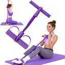 Resistance Bands with Handles, 6-Tube Foot Pedal, Natural Rubber Ankle Puller for Sit-ups & Full Body, Portable Home Gym Strength for Legs, Arms & Core