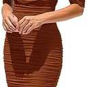 PRETTYGARDEN Summer Off The Shoulder Ruched Bodycon Dresses Sleeveless Sexy Party Club Midi Dress, M