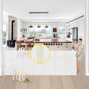 Reinforced 42 Tall x 100 Extra Wide Retractable Baby Gate for Large Openings Tall Baby Gates for Dogs Pet Gate with Rods to Prevent Crawling Through, Extra Wide Mesh Dog Gate, White