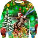 RAISEVERN Christmas Sweatshirt for Men Women Funny Pullover Xmas Top (Green, L)