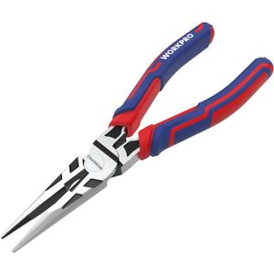 WORKPRO Premium 6” Needle Nose Pliers, Paper Clamp Precision, Heavy-Duty CRV Steel, Soft Grip with Wire Cutter, Long Nose Cutting Pliers