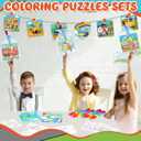 12 Sets Transportation Puzzles Traffic Theme Color Your Own Puzzles DIY Construction Jigsaw Craft with 12 Stackable Crayons and 12 Bags for Construction Gifts Birthday Party Supplies(12, Car)