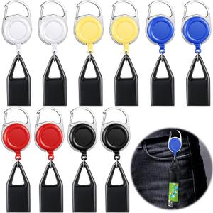 10 Pieces Retractable Lighter Holder Keychain With Clip - Assorted Colors: Black, White, Red, Blue, Yellow - Classic Cover, Single Clip for Convenience