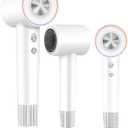 High Speed Hair Dryer,150000 RPM Brushless Motor Professional Blow Dryer for Fast Drying,500M Negative Ions Ionic with Magnetic Blow Air Nozzle,Control Quiet Noise, Lightweight for Travel (White)