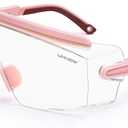 UKNOW Safety Goggles Over Glasses, Anti Fog Safety Glasses with Clear Wraparound Lens, ANSI Z87.1 Protective Eyewear (Melon Pink)