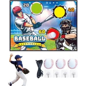 Baseball Throwing Game Set - Backyard/Outdoor/Indoor Mini Baseball Throwing Target Toy with Sticky Goal - Boys Girls Birthday Gift Toy for Kids Yard Backyard Games