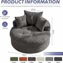 Oversized Round Chaise Lounge Chair Indoor, Modern 54-inch Upholstered Corduroy Deep Seat Circular Cloud Floor Sofa, Large Boneless Circle Single Lounge Chair for Living Room, Bedroom & Apartment