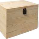 10x7x7-Inch Unfinished Wooden Box with Hinged Lid & Front Clasp for DIY Art Project Crafts Woodcraft Keepsake - Easy to Stain Paint Wood Burning
