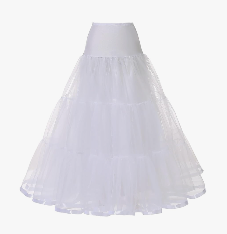 Women's Ankle Length Petticoats Long S-M Size Wedding Slips Crinoline Underskirt for Prom Evening Wedding Dress