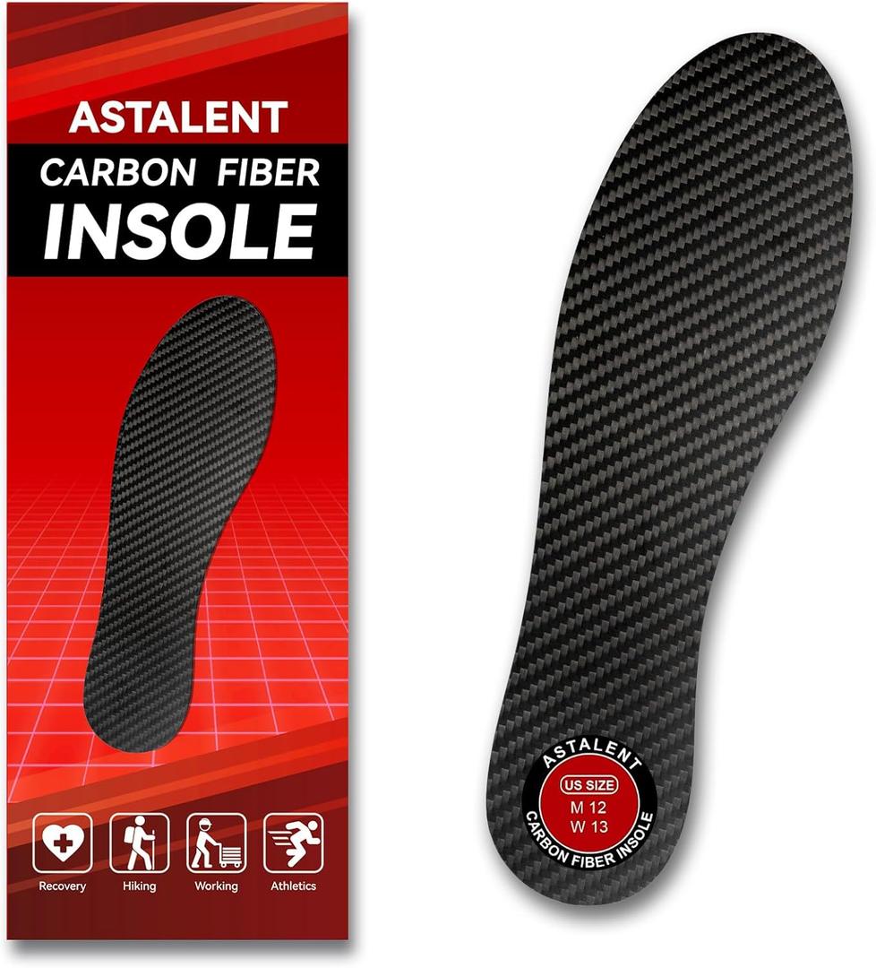 Carbon Fiber Insole 1 Pc, Rigid Thin Foot Plate Shoe Insert for Men Women, Support Turf Toe, Foot Fractures, Morton's Toe, Morton Extension, Hallux Rigidus and Limitus - Alternative to Post Op Shoe, Size: Men's 7-7.5/Women's 8-8.5 (Black-1 Unit (Flippable Design))