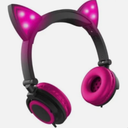 Hype Wired Pink LED Cat Ear Headphones with Mic, 3.5mm Jack Plug Fold & Swivel.