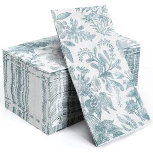 100 pack Floral Disposable Bathroom NapkinsPaper Napkins Decorativepaper hand towels for bathroomDessert Napkins Folded 7.8 x 4.3 Inches Disposable Napkins for Dinner Baby Shower