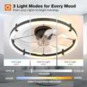 addlon 24'' Ceiling Fans with Lights and Remote, Low Profile Flush Mount Ceiling Fan with Light, 3000-6000K Dimmable LED Fandelier, Modern Small Black Ceiling Fan for Bedroom, Kitchen, Living Room