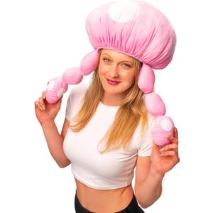 ComfyCamper Mushroom Hat Costume for Adults - Womens Mens Pink Red White Cosplay Halloween Costumes Boys Girls Women