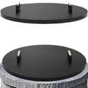 Permade Fire Pit Lid Round 36", Heat Resistant Metal Firepit Cover with 2 Wooden Handles for Round Patio Fire Pit, Compatible for Firepits Inside Dia Up to 34"