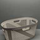 Mind Reader 40L Laundry Basket, Clothes Hamper, Premium Wicker Design, Plastic, Ivory (Single)