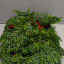 6 ft Christmas Cedar Garland with Red Bow, Artificial Lighted Pine Garlands with White Lights, Battery Operated Real Touch Artificial Faux Greenery for Stairs Holiday Indoor Outdoor Decor