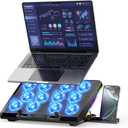 Laptop Cooling Pad with 12 Quiet Fans, Slim Portable for 12-17.3 Inch Laptop Cooler Stand with 5 Height Adjustable, Ergonomic Gaming Cooling Fan Pad with Two USB Ports & Phone Holder (Gear)