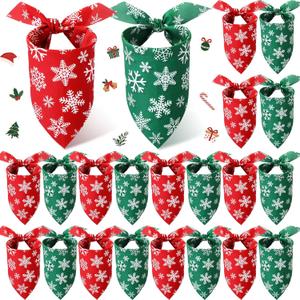 HunnmingRe 20 Pcs Christmas Dog Bandanas Bulk Snowflake Bandanas for Xnas Kerchief Set Bibs Triangle Dog Cat Scarf for Small Medium Large Pet Decoration(Cute Color, Snowflake Pattern)