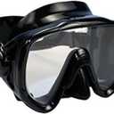Ocean Owl Oversize Lens Ideal for Larger Faces Scuba Mask, Large Dive Mask, Snorkeling Mask (All Black)