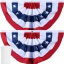 American Flag Bunting Patriotic Pleated Fan Flag USA Flags with Brass Grommets and Zip Ties for 4th of July Memorial Day Decoration Outdoor (2, 2x4 Feet)