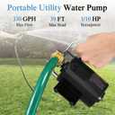 120V Electric Water Pump - 330 GPH Utility Pump, 1/10 HP for Rain Barrel, Garden Hose, Ponds, Pools, Aquariums, Hot Tubs