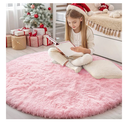 OLANLY Pink Round Rugs for Bedroom - Machine Washable, 4 ft Circle Area Rugs for Living Room, Soft and Fluffy Shaggy Carpet for Teen Girls and Boys, Nursery Rooms, Dorms, Home Decor Aesthetic
