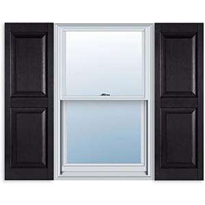 Exterior Solutions Standard Raised Panel Exterior Vinyl Shutter, Black (Pair), 15 Inch x 39 Inch