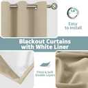 BGment Short Blackout Curtains for Bedroom 54 Inch Length, Thermal Insulated Soundproof Room Darkening Curtains for Small Window, Each Drape 42 Inch Wide, Beige, 2 Panels