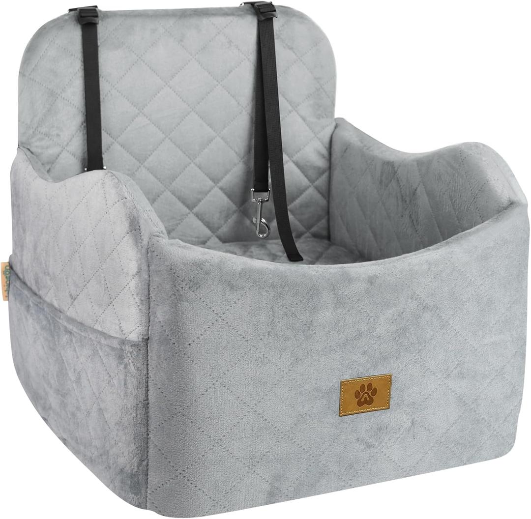 Dog Car Seat for Small/Medium Dogs, Detachable Washable Dog Booster Car Seat Under 35lbs, High-Support Memory Foam,Travel Bed with Storage Pockets