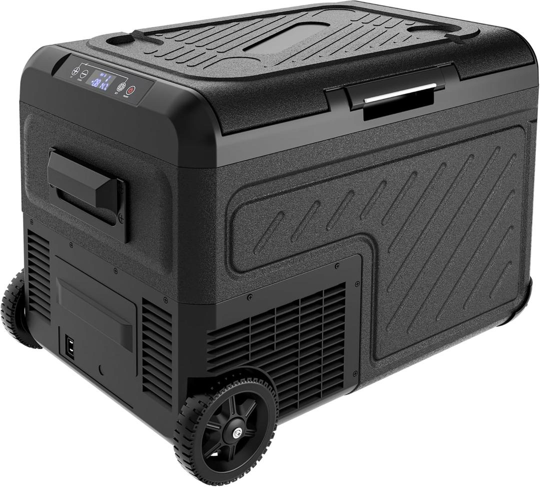 EUHOMY 12 Volt Refrigerator, 39QT Dual Zone Car Refrigerator, Electric Cooler 12/24V DC & 100-240V AC, Car Fridge -4~68, Portable Freezer with Wheels for Camping, Truck, Travel