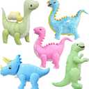 LilyZheng 5-Pack Self-Standing 3D Dinosaur Balloons Pastel Foil Balloons Inflatable Dino Party Decorations for Kids Birthday Jurassic Theme Dinosaur Supplies