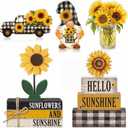 11 Pcs Sunflower Table Decorations Sunflower Tiered Tray Decorations Set Car Gnome Stack Signs Sunshine Farmhouse Rustic Table Tiered Tray Decor for Home Party