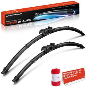 A-Premium 28" + 24" Windshield Wiper Blades with Wear Indicator & Towel