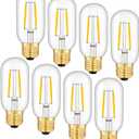 AOMRYOM 2W LED Tubular Bulb 2700K Soft White, 25 Watt Equivalent 250 Lumen, E26 Medium Base, Vintage Edison T45 Tubular Clear Glass Lengthened Filament Dimmable LED Light Bulbs, Pack of 8