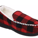Capelli Buffalo Plaid Moccasin Boys Faux Berber Lined Indoor Slippers Size 12/13