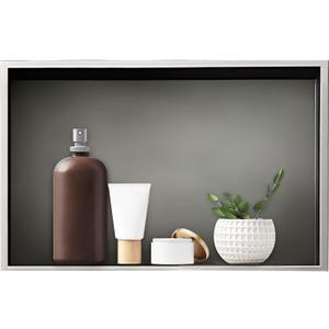 Shower Niche, Stainless Steel Elegant Bathroom Niche, No Tile Needed Recessed Shower Shelf Organizer for Storage (12x24x4 Inch, Grey)