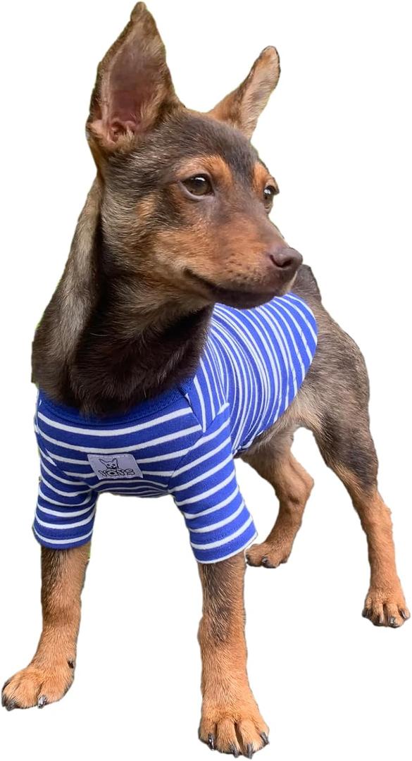 YQYS Pet T-Shirts Thick Striped Cotton Tee Shirt for Small Dogs and Cats Puppy Clothes Apparel Clothing for Teacup Chihuahua Yorkie Poodle Blue White Small