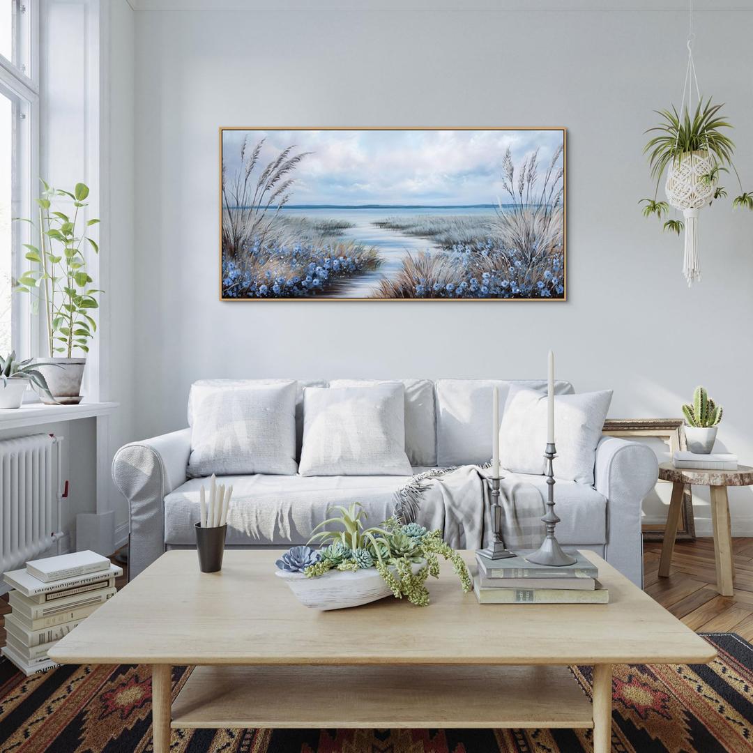 KLAKLA Large Canvas Art Plum Blossom Lake White Wall Decor Living Room Bedroom Picture Over Bed Framed Artwork for Wall Modern Canvas Paintings Office 20x40 Inches
