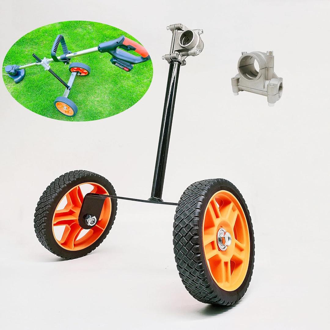 Adjustable Height String Trimmer Support Wheels (7",2-Pack), Portable Labor Saving Weed Eater Auxiliary Wheels with 26mm, 28mm Mounts for Mowing Weed Wacker Attachments (3 Wrenches Included)