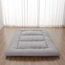 Zelladorra Japanese Floor Mattress, Futon Mattress with Storage Bag and Washable Cover, Roll Up Tatami Mat Suitable for Guest Room, Grey, Full