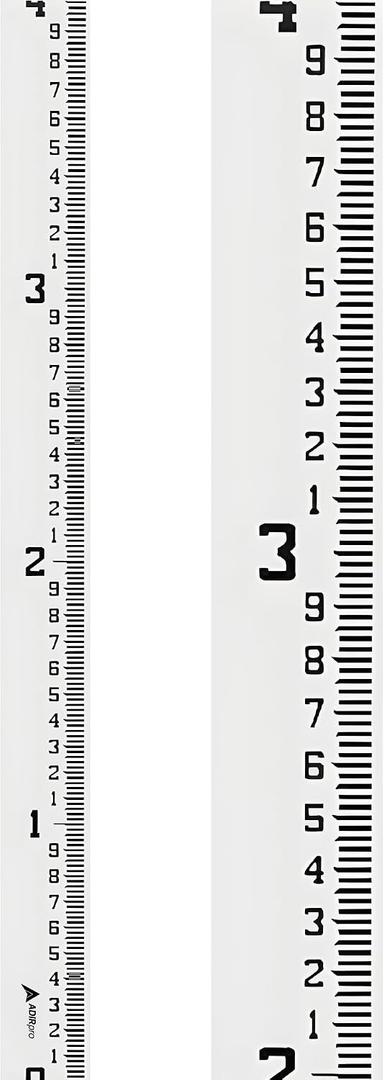 AdirPro 4" Wide Staff Gauge 0-4 Feet | Water Level & Stream Depth Gauge with 100th & 10th Foot Graduations | Heavy-Duty All-Weather Fiberglass Flow Gauge