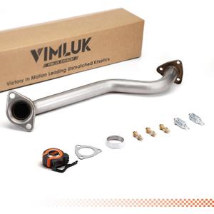 409 Stainless Steel Front Exhaust Pipe (Front Pipe) - Direct Fit Replacement for 2006-2011 Honda Civic 1.8L - OEM Part #18210-SNE-A01 - Includes Gasket and Bolt Kit (VK-HC02)