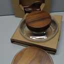 Extra Large Glass Salad Bowl with Lid Set, 5-Qt (160 fl oz) Mixing/Serving Bowl with Wood Base & Salad Servers, Trifle Bowl for Kitchen, Parties & Christmas