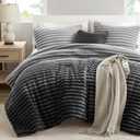 Intelligent Design Twin Comforter Set, Plush Bedding, Microfiber Reverse, 2 Piece, Lightweight, Super Soft Ribbed Velvet Comforter 1 Sham, All Season Fluffy Bed Set, Avril, Twin/Twin XL Grey Ombre