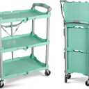 Olympia Tools 89-349 Pack-N-Roll Folding Collapsible Service Cart, 150LB Capacity, Teal