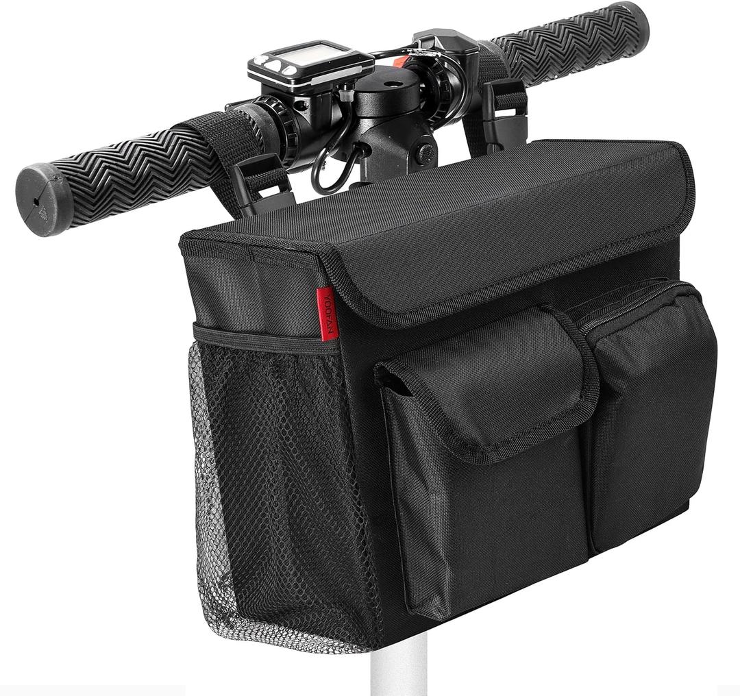 YOOFAN Mobility Scooter Bag Convenient Organizer Pouch with 14-Inch Laptop Pocket and Cup Holders, Black