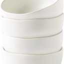 AmorArc Stoneware Cereal Bowls for Kitchen, 28oz Large Ceramic Soup Bowls Set of 4 for Meal, Snacks,Soup, Oven, Microwave&Dishwasher safe Kitchen Bowls with Wavy Rim, Matte White