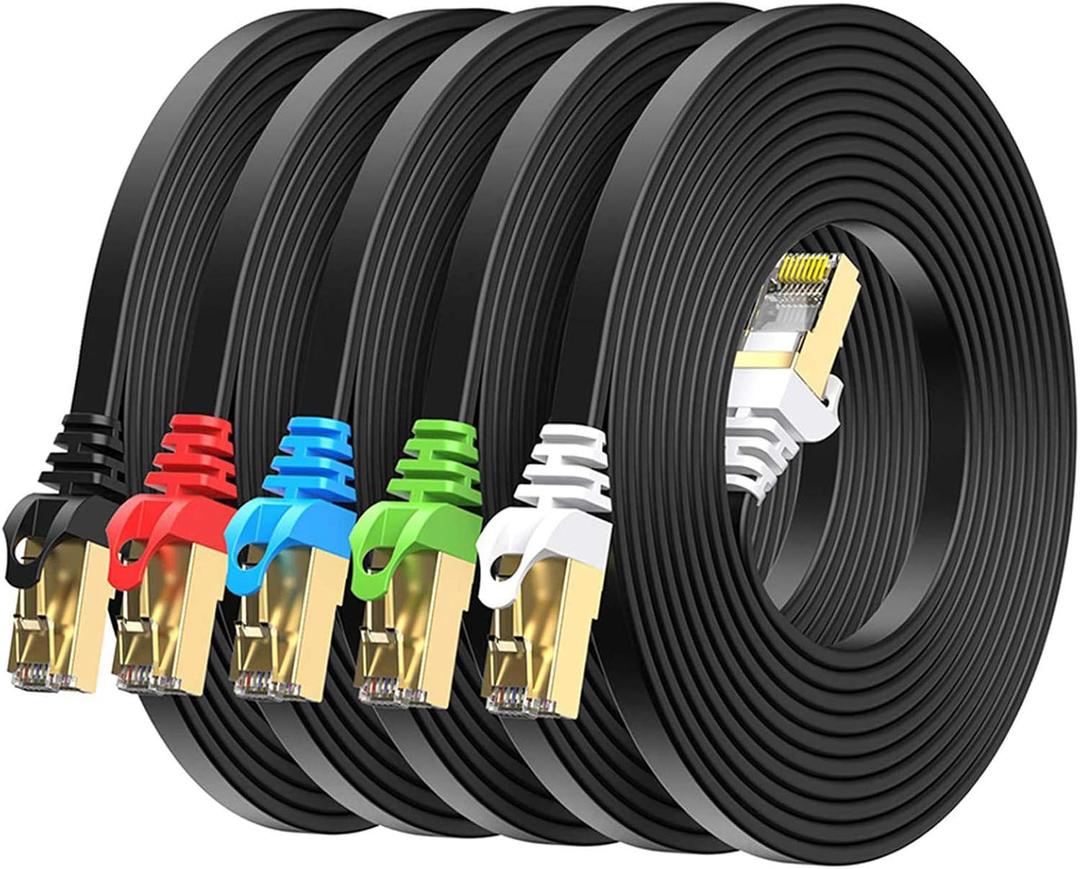 BUSOHE Cat8 Ethernet Cable 5FT 5 Pack Multi Color, Cat-8 Flat RJ45 Computer Internet LAN Network Ethernet Patch Cable Cord, 40Gbps 2000MHz Faster Than Cat7/Cat6/Cat5-5 Feet